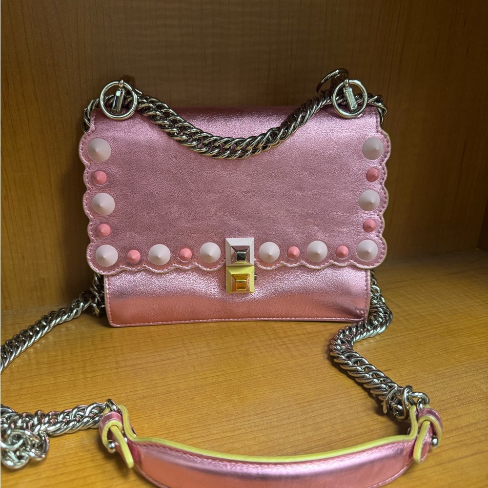Fendi Kan Metallic Pink Shoulder Bag